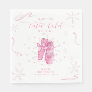 Cute Pink Snowflake Ballerina Girl Baby Shower Napkin