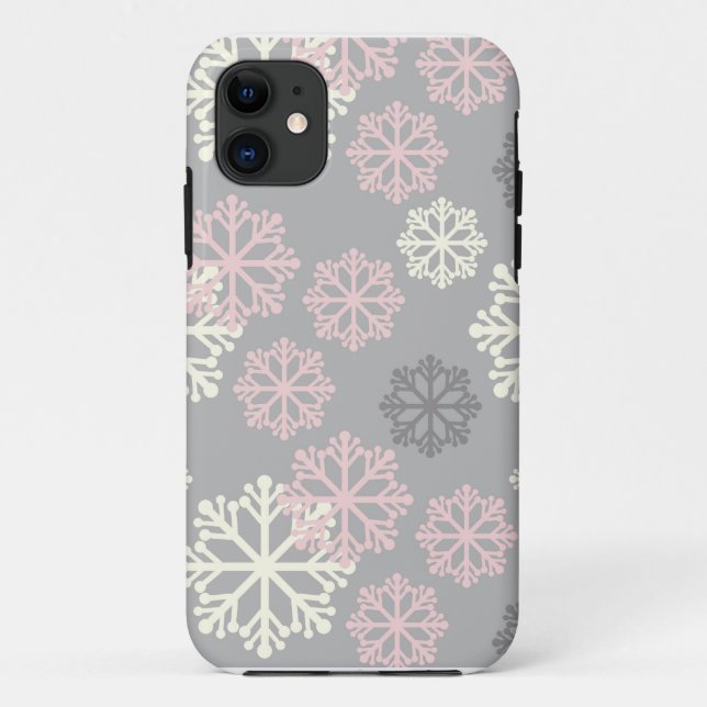 Cute Pink Snowflake Winter  iPhone 5 Case (Back)
