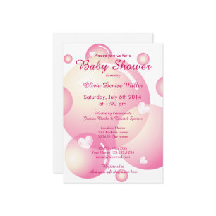 Cute pink soap bubbles girl's baby shower party invitation