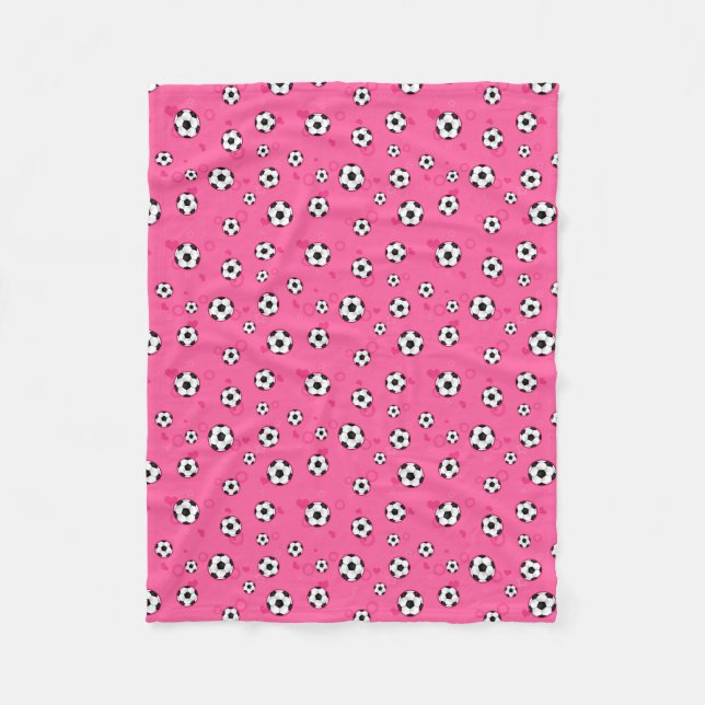 Cute Pink Soccer Pattern Fleece Blanket (Front)