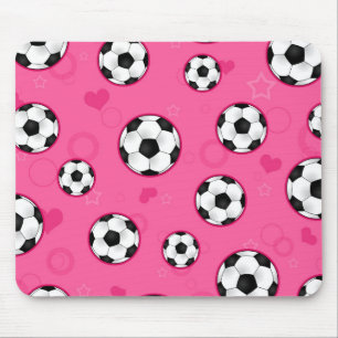 Cute Pink Soccer Star Print Mouse Pad