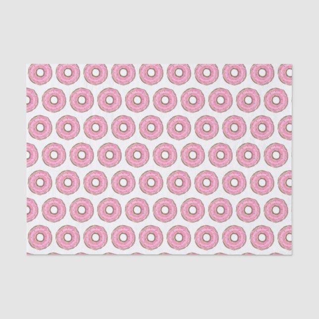 Cute Pink Sparkles Doughnuts Pattern Kids Birthday Tissue Paper (Front)