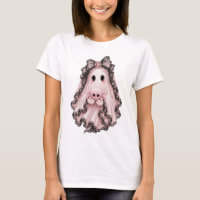 Cute Pink Spider Ghost Halloween T-Shirt | Coquett