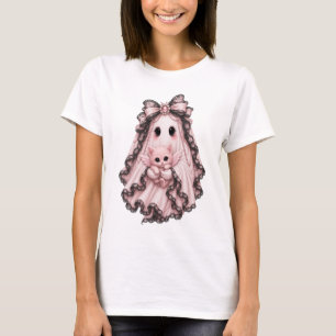 Cute Pink Spider Ghost Halloween T-Shirt   Coquett
