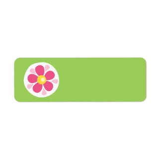 Cute pink spring flower white circle on green