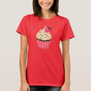 Cute Pink Sprinkles Strawberry Cupcake T-Shirt