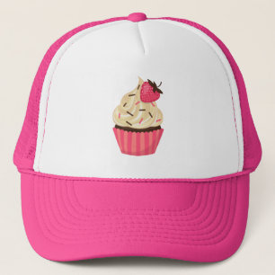Cute Pink Sprinkles Strawberry Cupcake Trucker Hat
