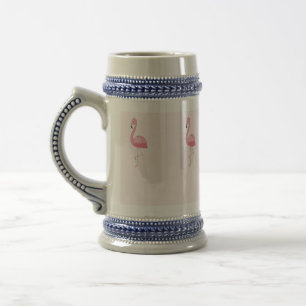 Cute pink standing flamingo beer stein