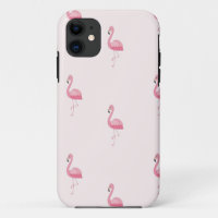 Cute pink standing flamingo