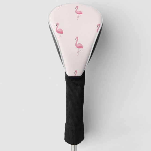 Cute pink standing flamingo golf head cover (Front)