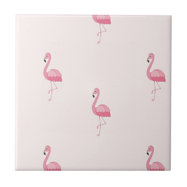 Cute pink standing flamingo tile (Front)