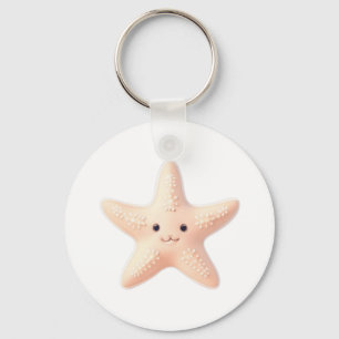 Cute Pink Starfish Key Ring