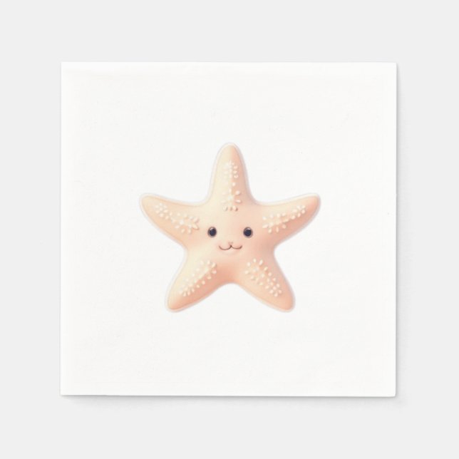 Cute Pink Starfish Napkin (Front)