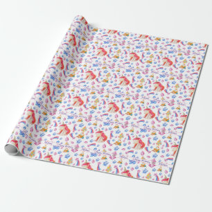 Cute Pink Stars Name Personalized Unicorn Birthday Wrapping Paper