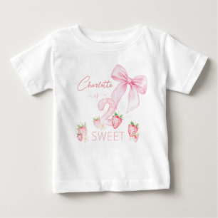 Cute Pink Strawberries 2 Two Sweet 2nd Birthday Baby T-Shirt