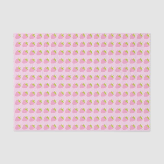 Cute Pink Strawberries Pattern Tissue Paper (Front)