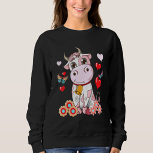 Cute Pink Strawberry Cow Cows Pet Moo Fans Sweatshirt