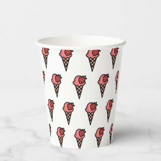 Cute Pink Strawberry Ice Cream Aesthetic Pattern Paper Cups