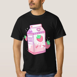 Cute Pink Strawberry Milk Japanese Kawaii Retro s  T-Shirt