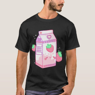 Cute Pink Strawberry Milk Japanese Kawaii Retro s T-Shirt