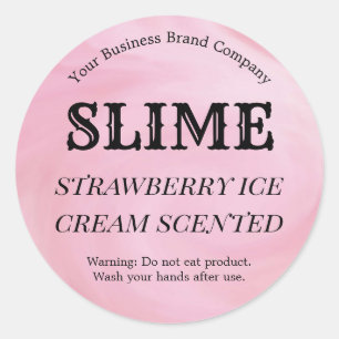 Cute Pink Strawberry Slime Fluff Product Label