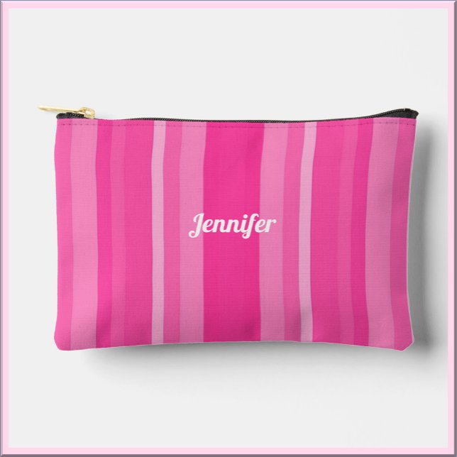 Cute Pink Stripe Accessory Pouch (Bookmark my store! https://www.zazzle.com/store/capricepetit)