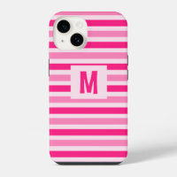Cute Pink Striped Design Single Initial