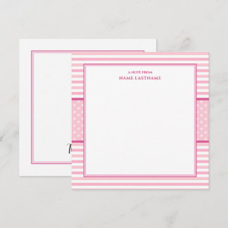 Cute Pink Striped | Preppy Polka Dot I Thank You Card