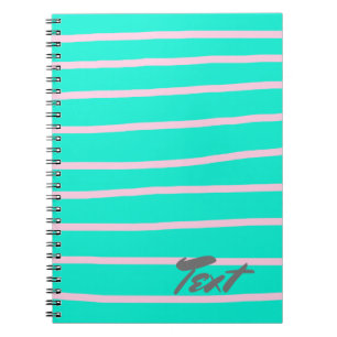 cute pink stripes pattern on a mint background spiral notebook