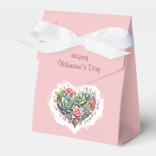 Cute Pink Succulent Heart Valentines Day Favour Box