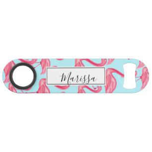 Cute Pink Summer Painted Flamingo Pattern Blue
