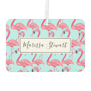 Cute Pink Summer Painted Flamingo Pattern Blue Car Air Freshener
