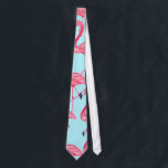 Cute Pink Summer Painted Flamingo Pattern Blue Tie<br><div class="desc">Transform your style with this trendy design. It features a tropical summer pink hand painted flamingo pattern on blue, print that will add some panache and fashionable flair to your personal inventory of accessories and fashion products, or if this design exemplifies a friend or family it would make a great...</div>