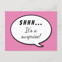 Cute Pink Surprise Birthday Party Speech Bubble In