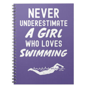 Cute Pink Swimmer Gifts For Baby Girls Kids Swim Notebook