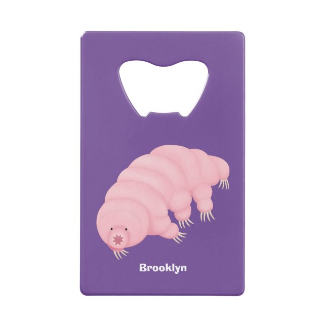 Cute pink tardigrade water bear cartoon  (Front)