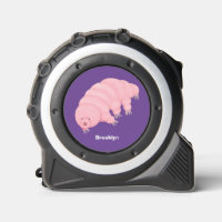 Cute pink tardigrade water bear cartoon