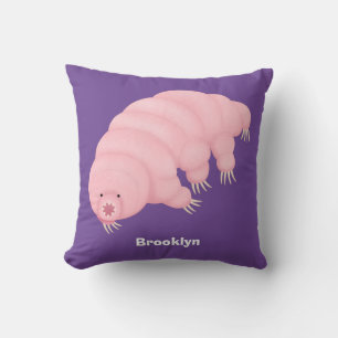 Cute pink tardigrade water bear cartoon cushion