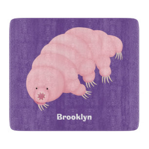 Cute pink tardigrade water bear cartoon cutting board