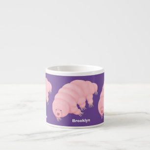 Cute pink tardigrade water bear cartoon  espresso cup