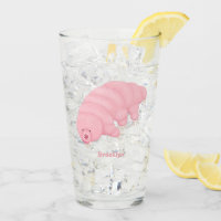 Cute pink tardigrade water bear cartoon
