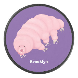 Cute pink tardigrade water bear cartoon hockey puck