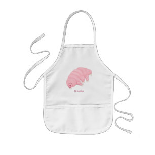 Cute pink tardigrade water bear cartoon  kids apron