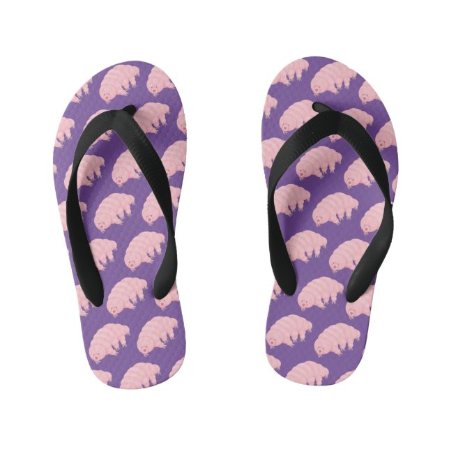 Cute pink tardigrade water bear cartoon kid's jandals (Footbed)