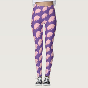 Cute pink tardigrade water bear cartoon leggings