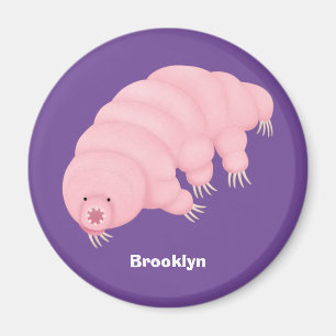 Cute pink tardigrade water bear cartoon magnet