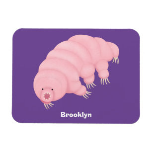 Cute pink tardigrade water bear cartoon magnet