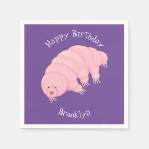 Cute pink tardigrade water bear cartoon napkin