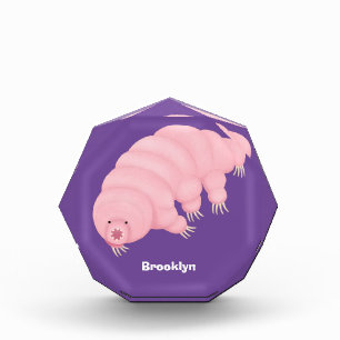 Cute pink tardigrade water bear cartoon photo block