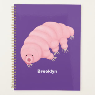 Cute pink tardigrade water bear cartoon planner